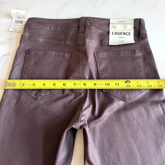 L'AGENCE Margot Coated High-Rise Skinny Jeans Cocoa Sz 27 - Picture 10 of 11